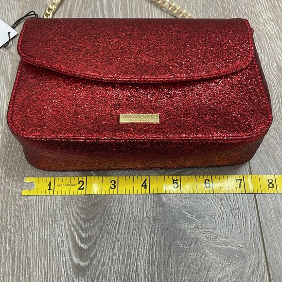 NWT Jimmy Choo Parfums Limited Edition Shimmering Red Glitter Crossbody Clutch - Picture 5 of 9